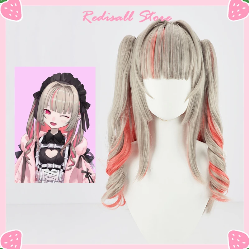 Vtuber Makaino Ririmu Cosplay Wig Long Culry Ponytails Heat Resistant Hair Pigtails Adult Vitual Youtuber NIJISANJI Gamers