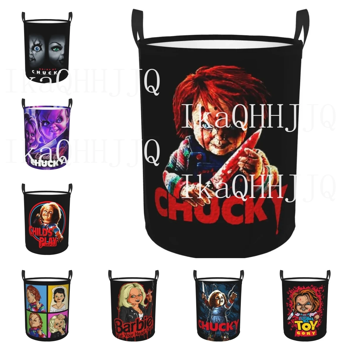

Custom Chucky Killer Horror Halloween Laundry Basket Foldable Large Clothing Storage Bin Child's Play Movie Baby Hamper