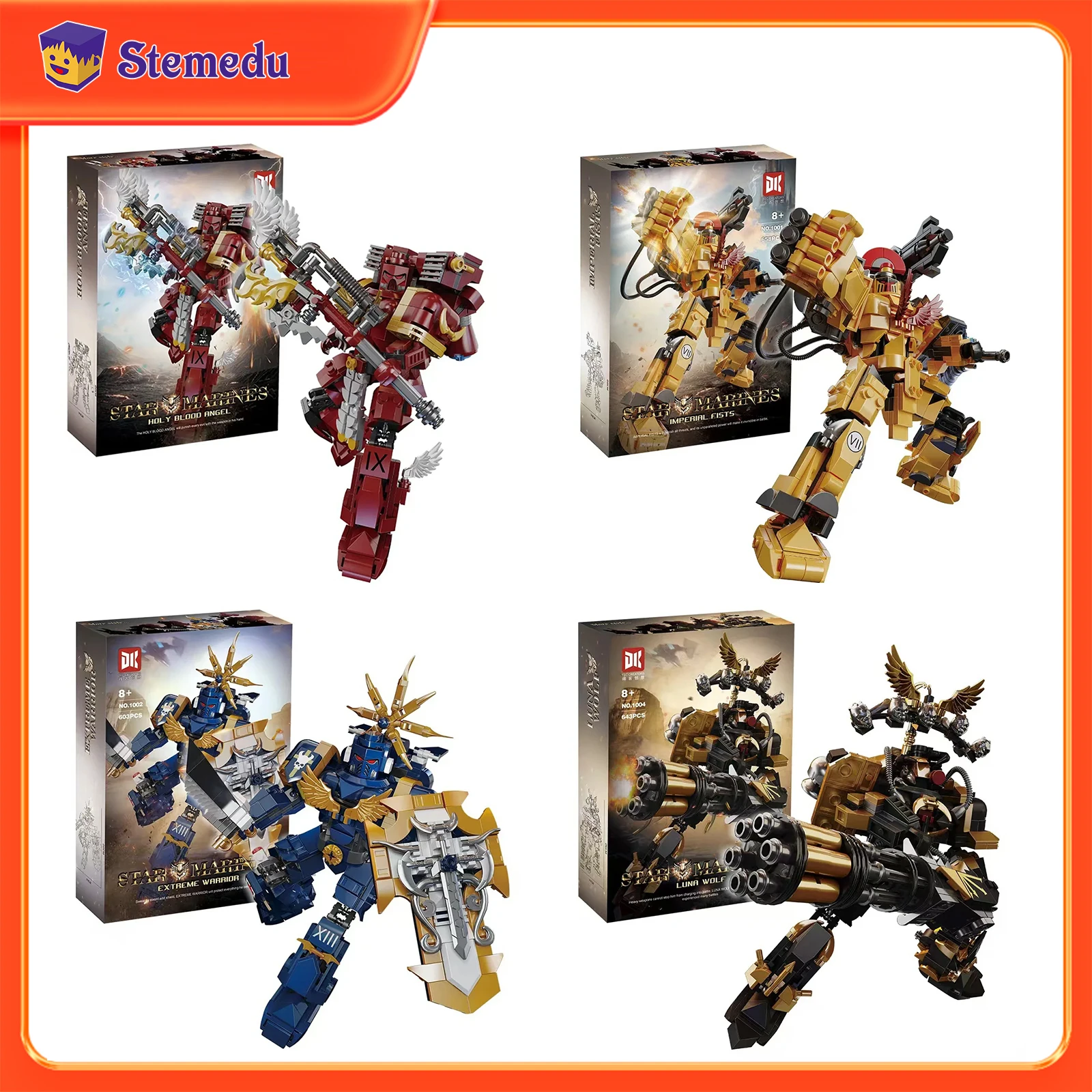 

DK1002 1003 1004 Warrior Model Assembled Building Blocks Creative Bricks Ornaments Toys for Kids Educational Birthday Gift