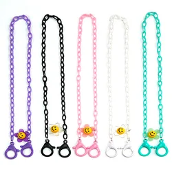 Fashion Glasses Chain For Kid Anti-lost Flower Smile Face Charm Sunglass Reading Glasses Lanyard Holder Mask Strap Hang on Neck