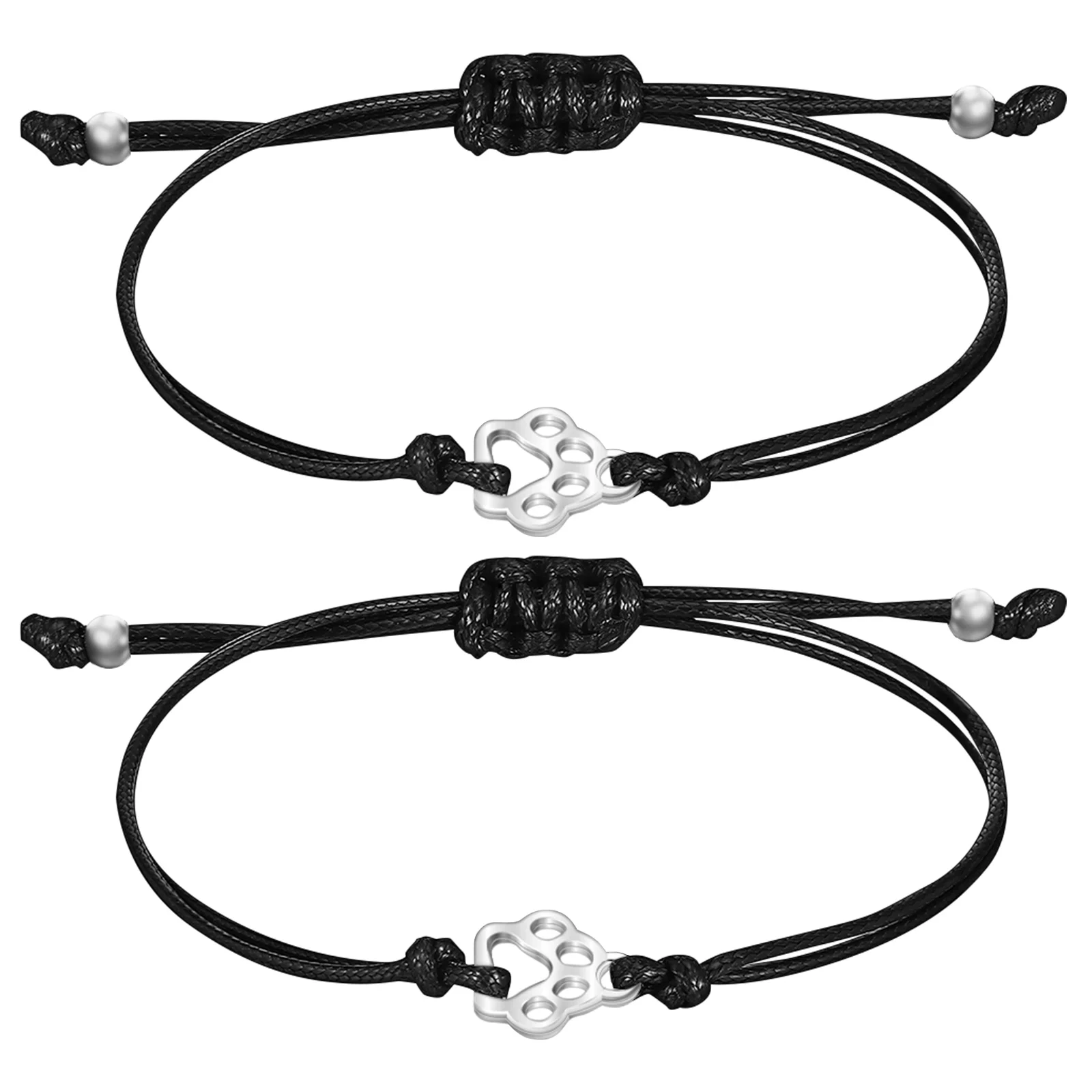 

Friendship Bracelet Woven Adjustable Bracelets for Women Girls Charm Jewelry Paw Print Dog Memorial Gifts Handcrafted