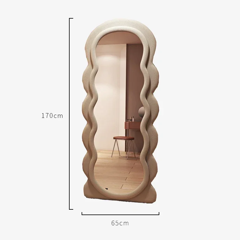 

Irregular Aesthetic Full Body Mirror Floor Wavy Large Cute Standing Mirror Bedroom Long Miroir Mural Home Decor Comfort