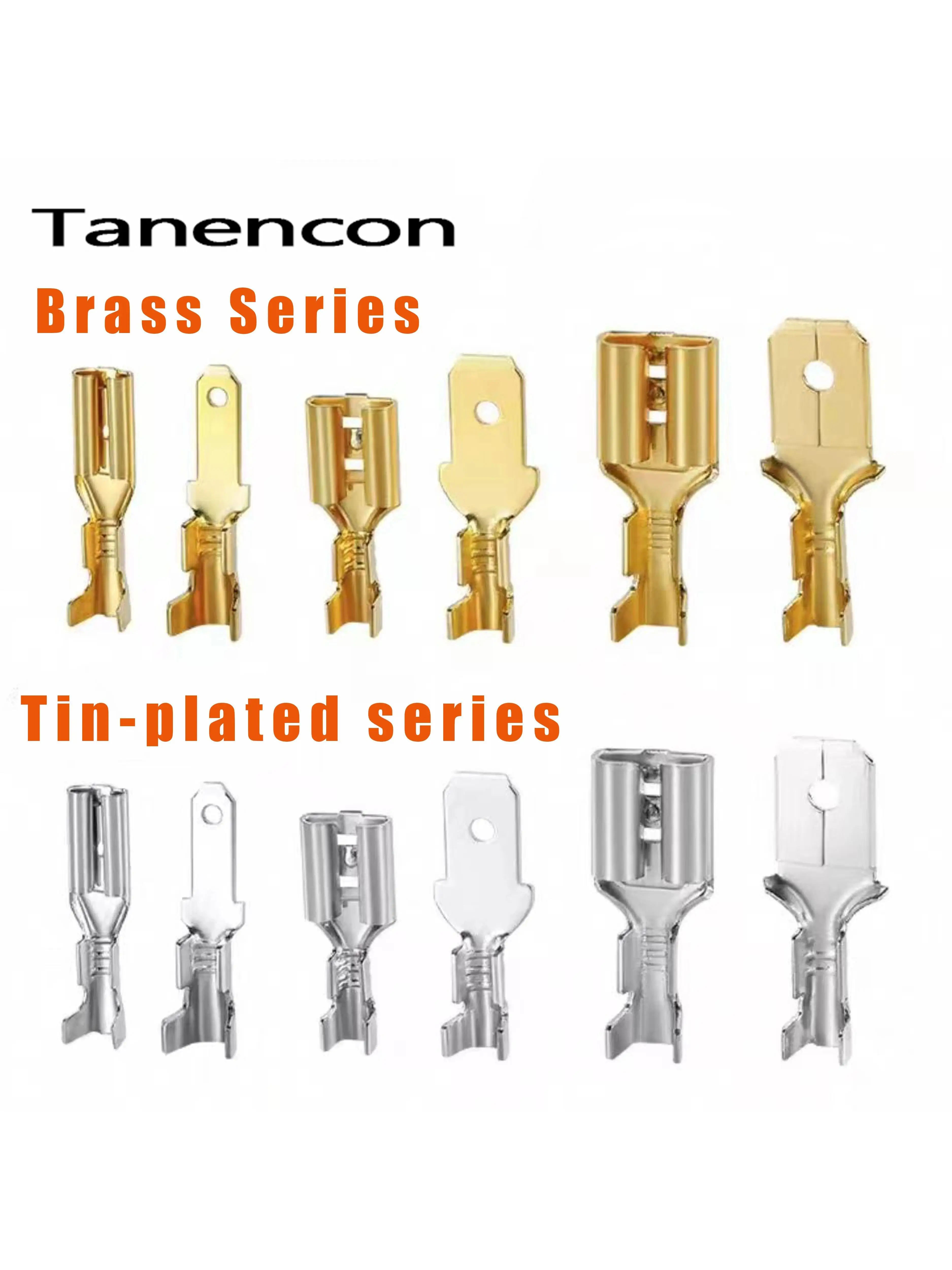 50 pièces de 2.8mm 4.8mm 6.3mm, terminal à sertir à froid en laiton, prise étamée, terminal à ressort, connecteur de fil de haut-parleur de voiture