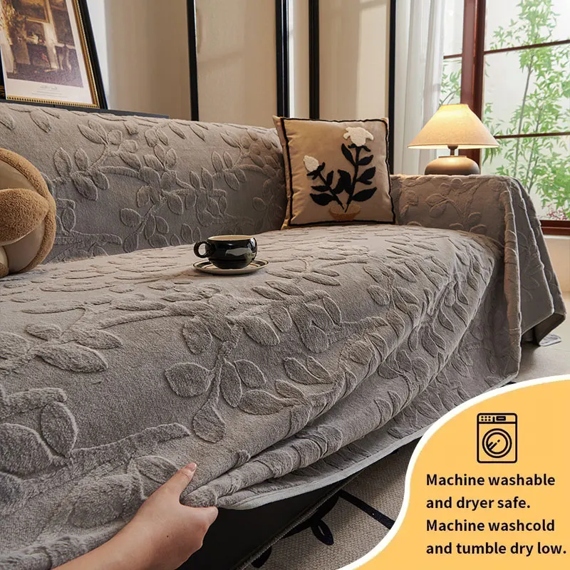 

1PC-Hibiscus floral rattan sofa towel French retro light luxury all season universal sofa towel dustproof sofa cushion