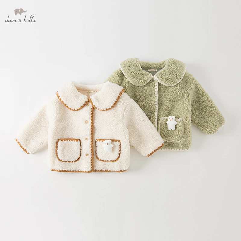 Dave Bella Kids Toddler Baby Outerwear Autumn Winter Turn Down Collar Jackets Girls Button Jackets Coat fits 2-9 Years DB4223263