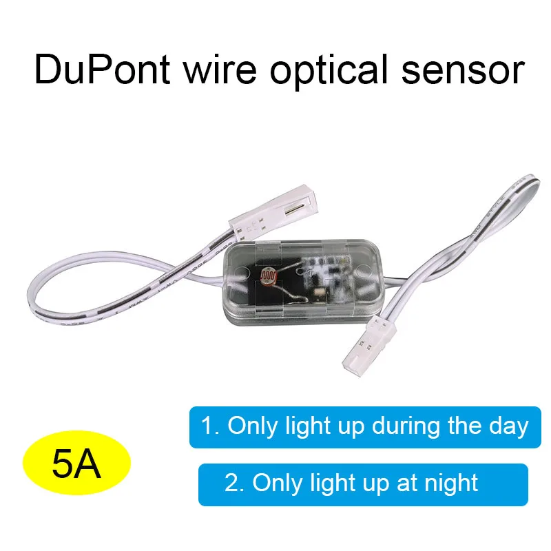 Auto Sensor Photocell Switch with Dupont Line 12V/24V Dual Voltage, 25x16mm Compact Size for Garage Stairs Corridor LED Lights