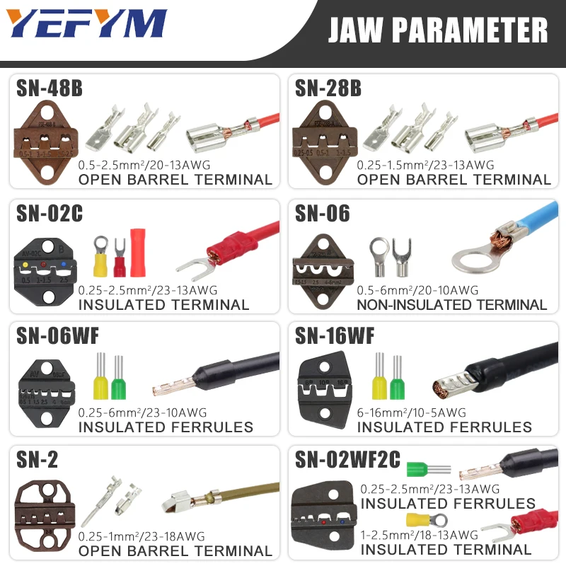 SN-48B crimping plier 0.5-2.5mm2 20-13AWG SN-28B/48B/2 Dupont XH2.54 KF2510 SM 2.54 3.96 TAB 2.8/4.8/6.3 Plug type terminal