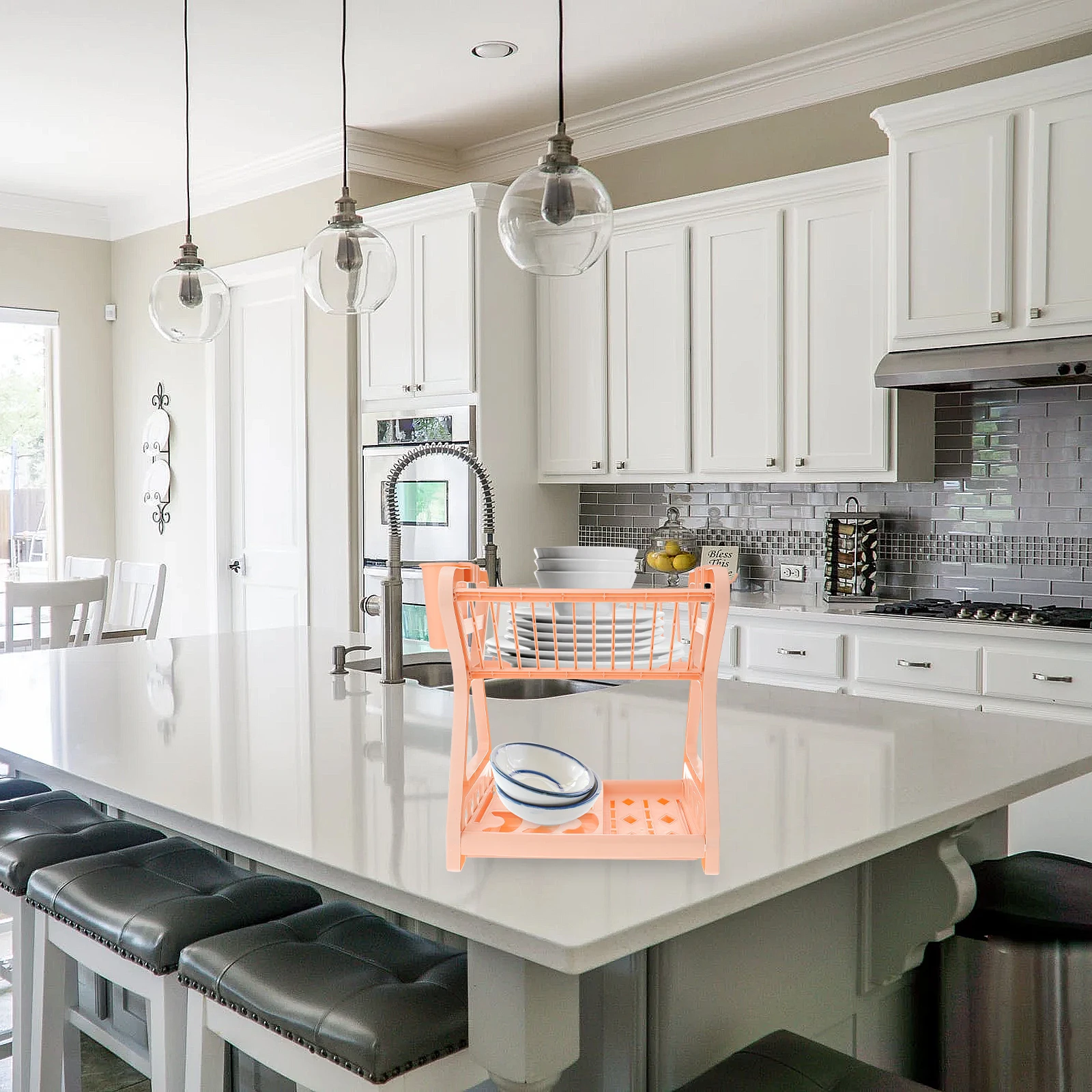 

Bowl Plate Storage Rack Kitchen Utensil Holder Countertop Tableware Drainer Safe Clean Hygienic Stable Ventilation