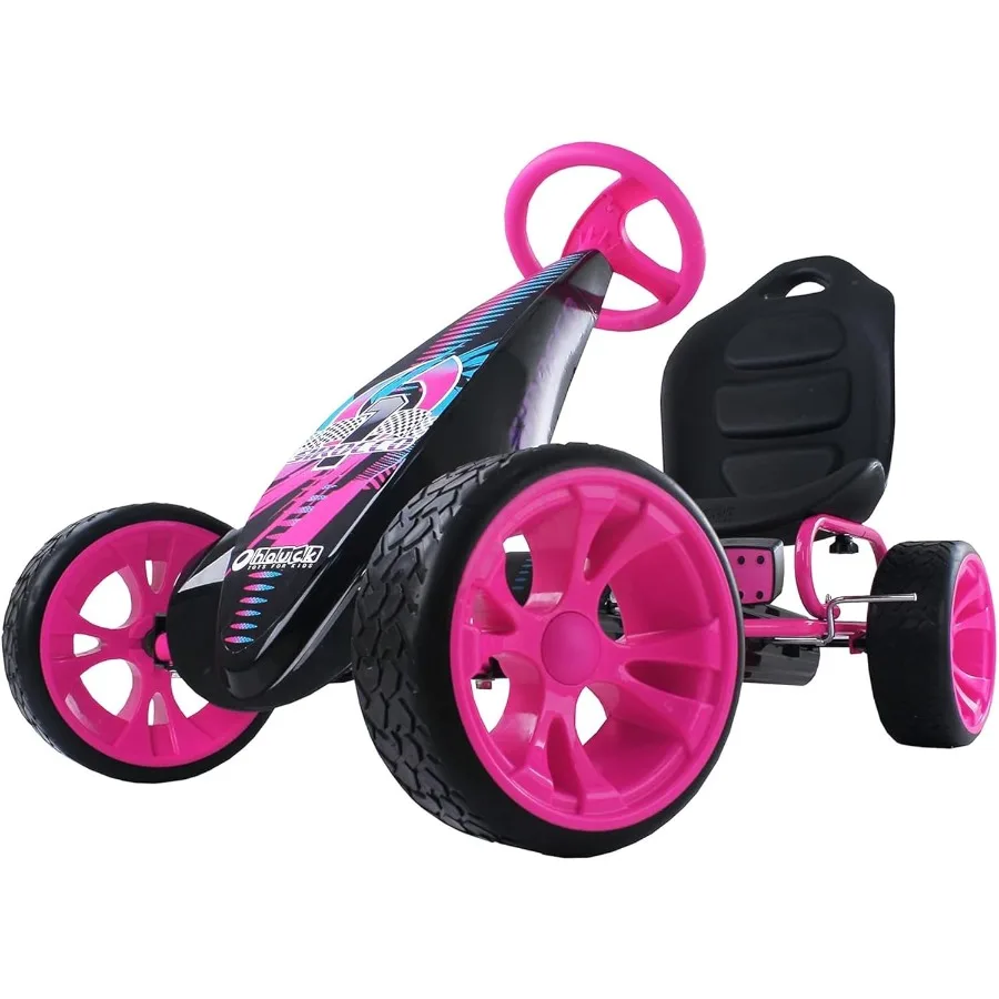 

Hauck Sirocco Racing Go Kart Pedal Car Low Profile Rubber Tires Pedal Power Auto-Clutch Free-Ride Adjustable Seat Pink Large