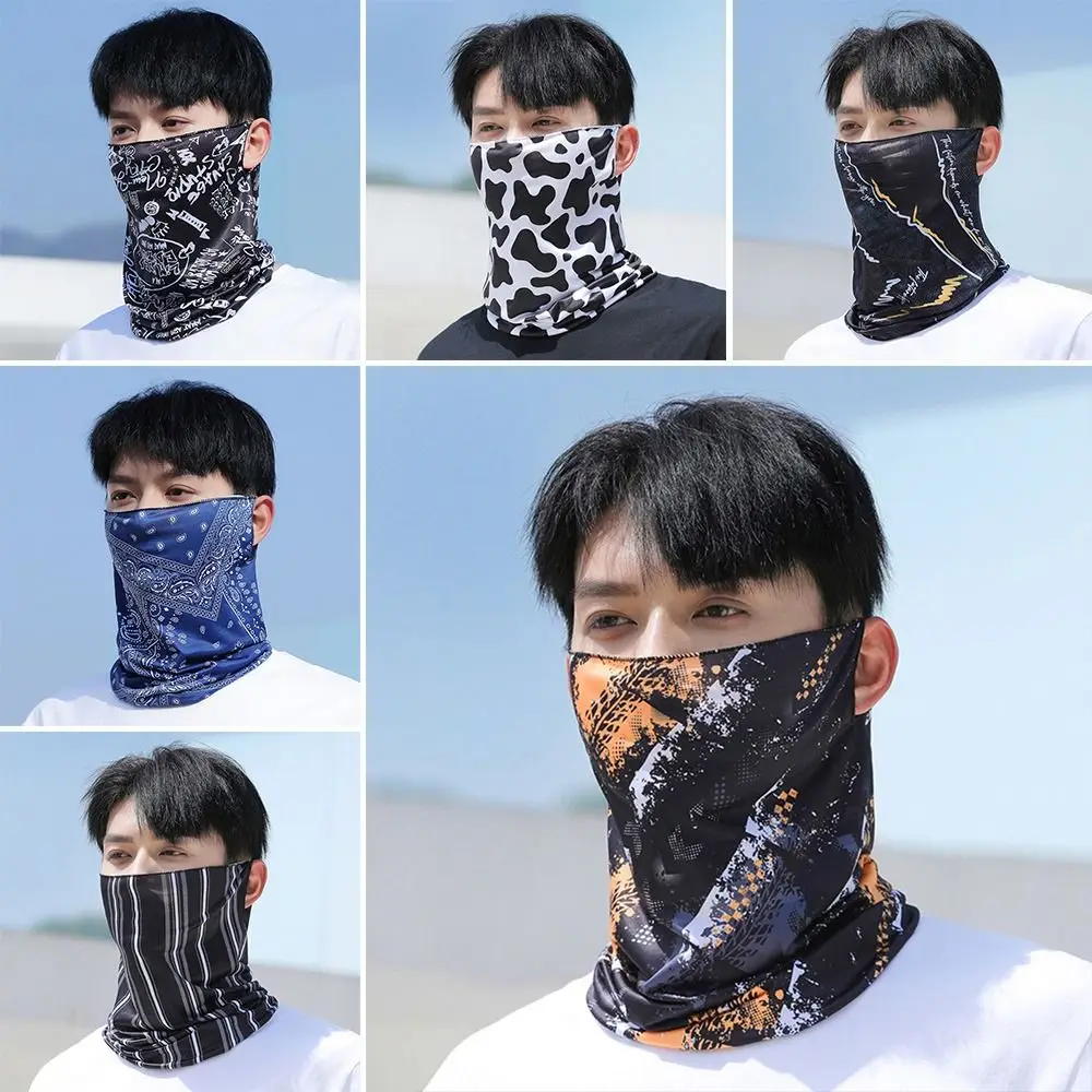 

Bicycle Headwear Breathable lce Silk Bandana Elastic Hanging Ear Cool Face Scarf Cycling Balaclava Men Women