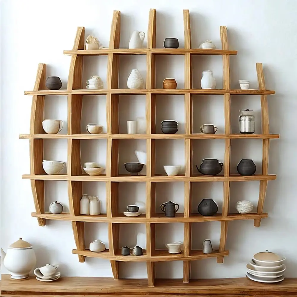 

Настенная подставка для кружек увеличенного размера, деревянный держатель для чайных чашек в форме сферы, настенная полка для кружек, декоративный настенный шкафчик с несколькими отделениями