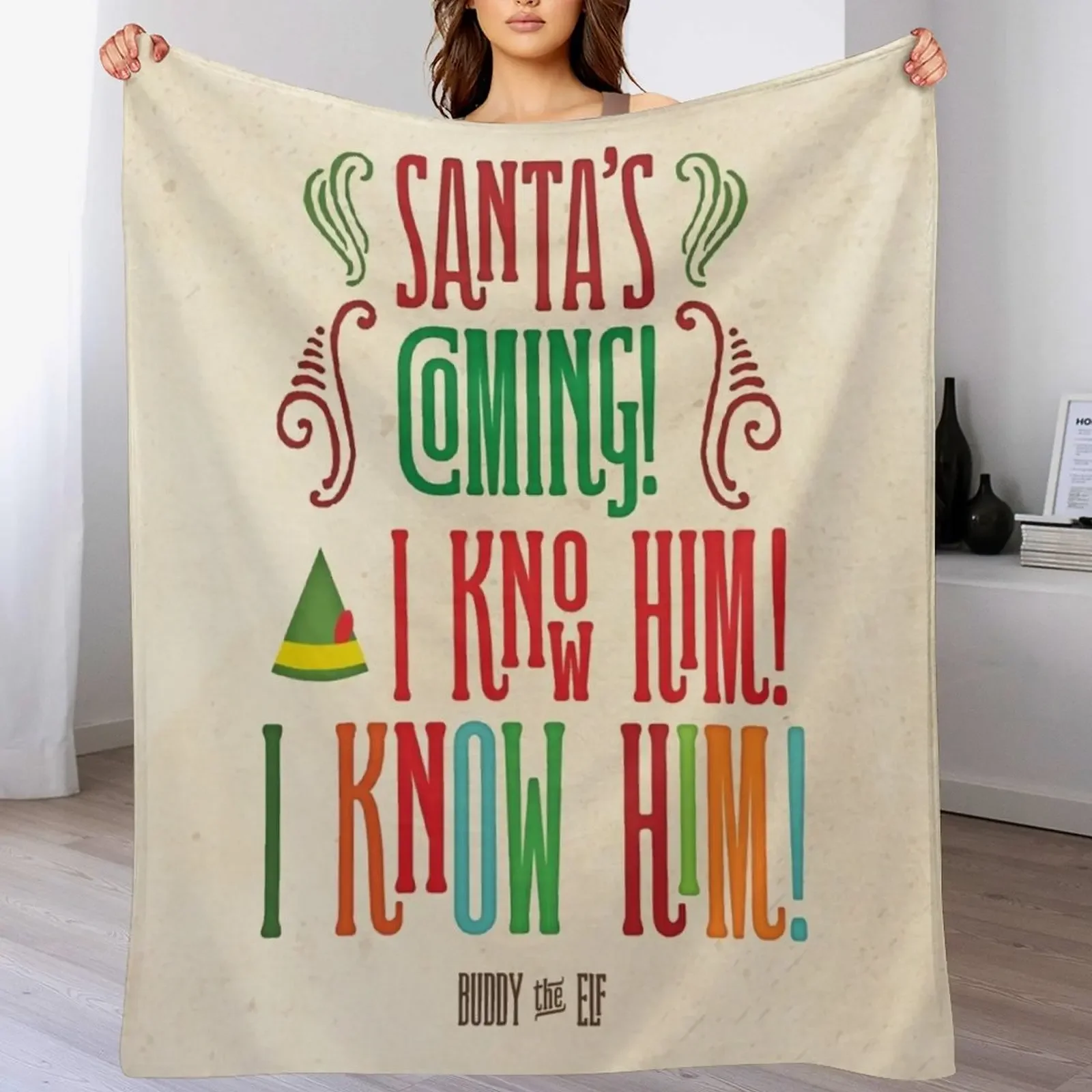 

New Buddy the Elf! Santa's Coming! I know him! Throw Blanket Vintage christmas decoration Luxury St Hair Blankets