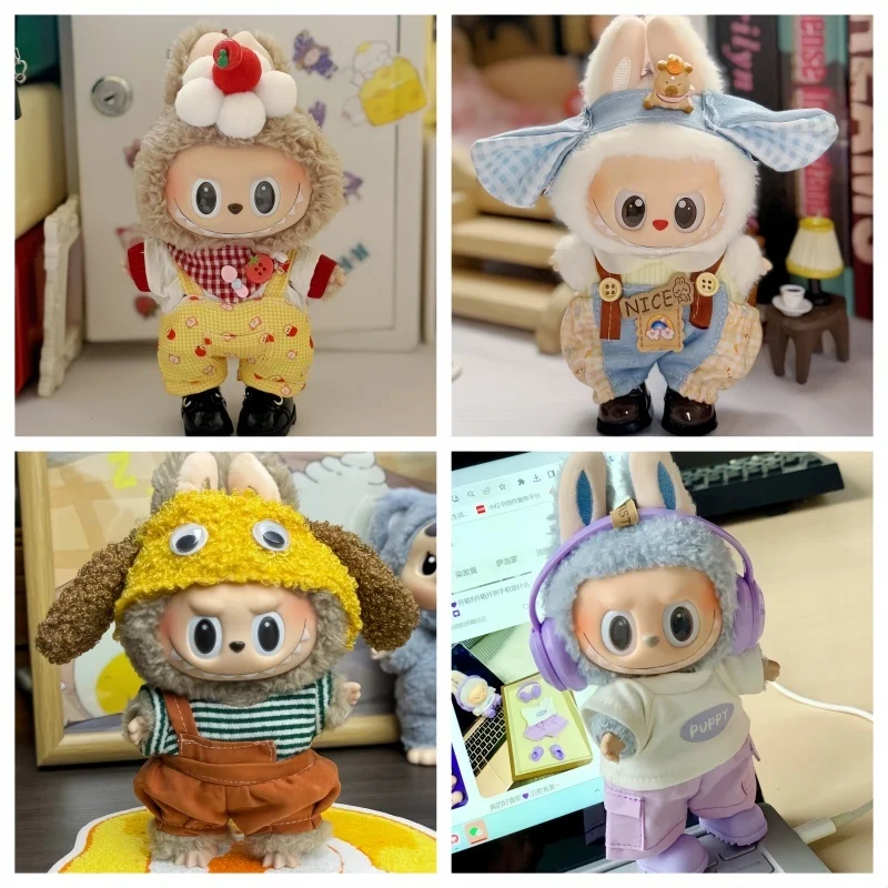 

Hot Sale For In Stock For 17cm/15cm Labubu Clothes No Doll Dopamine Colorful Doll Clothes Headphones Hat Bag Accessories Outfits