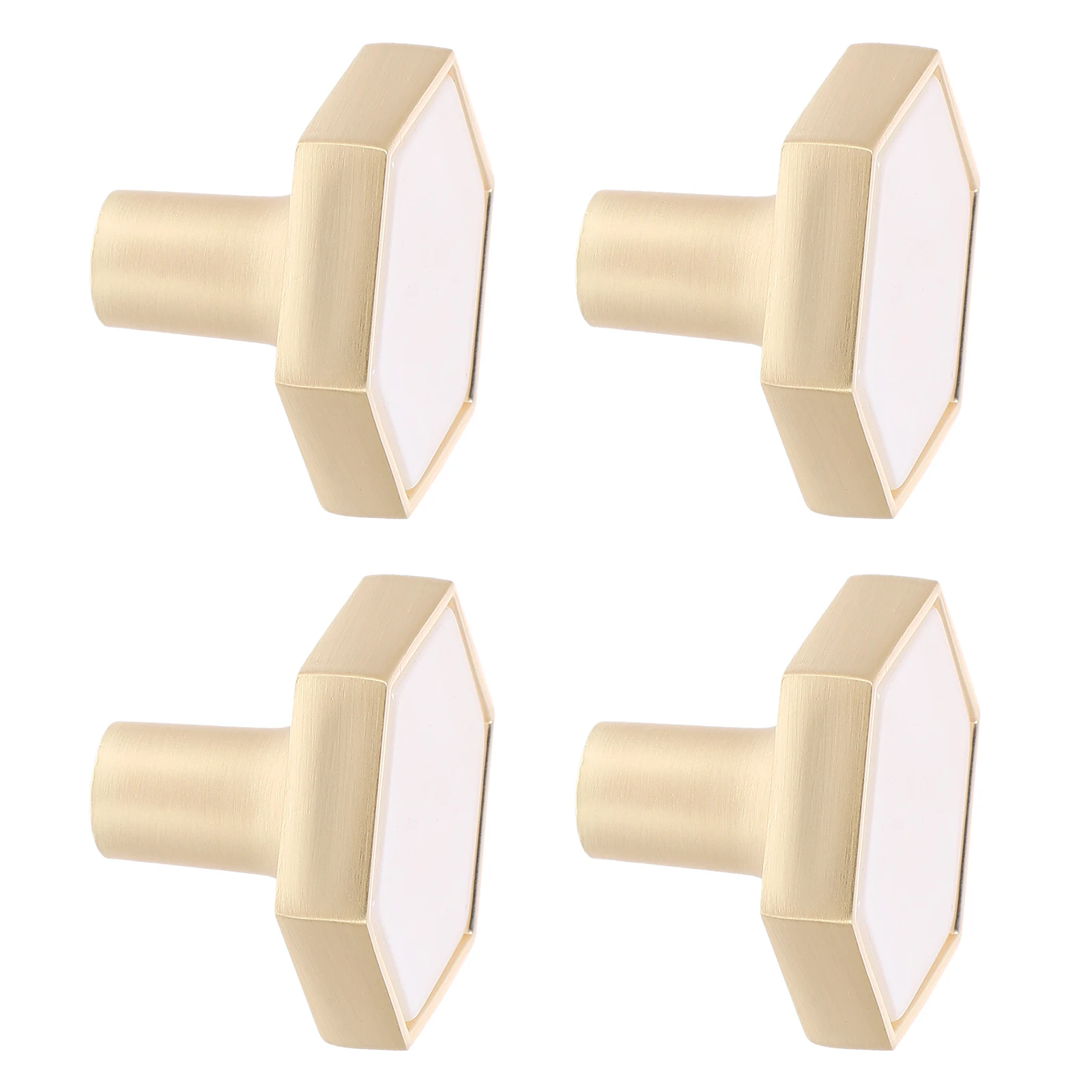 

4pcs Golden Drawer Handles Hexagonal Brass Knobs for Dresser Cabinets Smooth Edge Pulls Kitchen Furniture Hardware