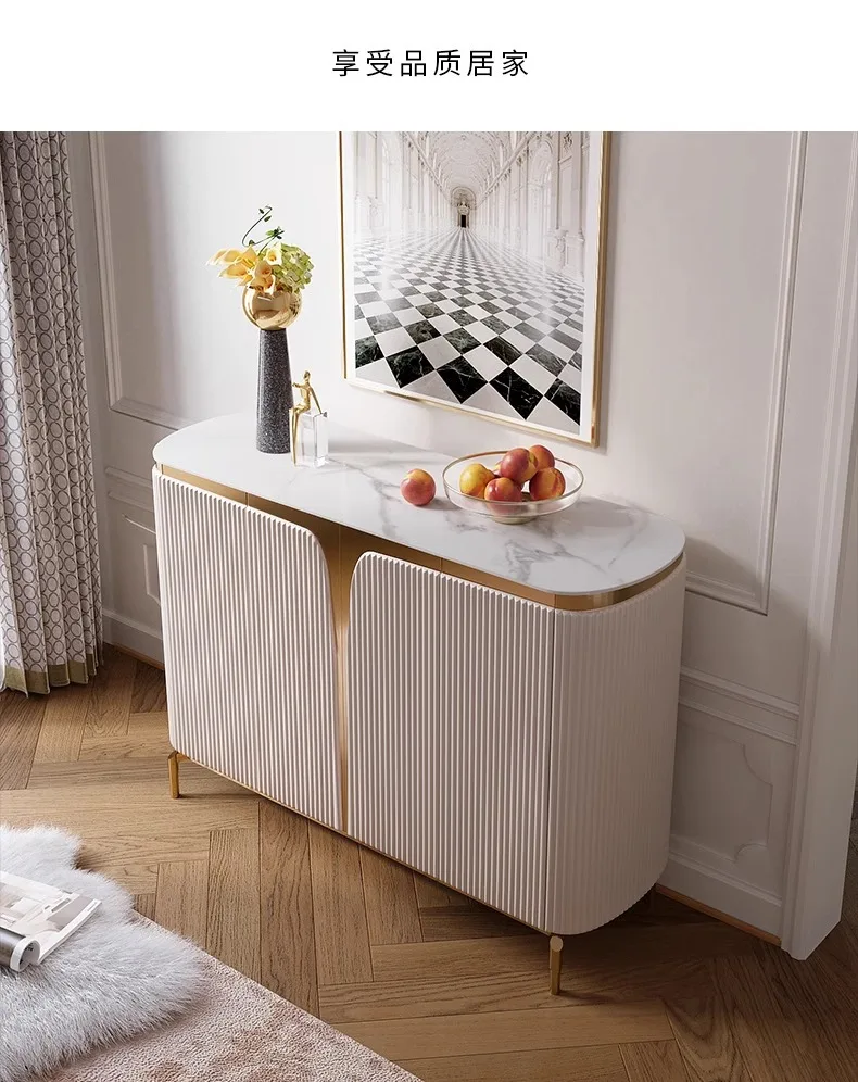 Italian porch cabinet dining side cabinet light luxury modern simple rock slab living room householt wall storage tea cabinet