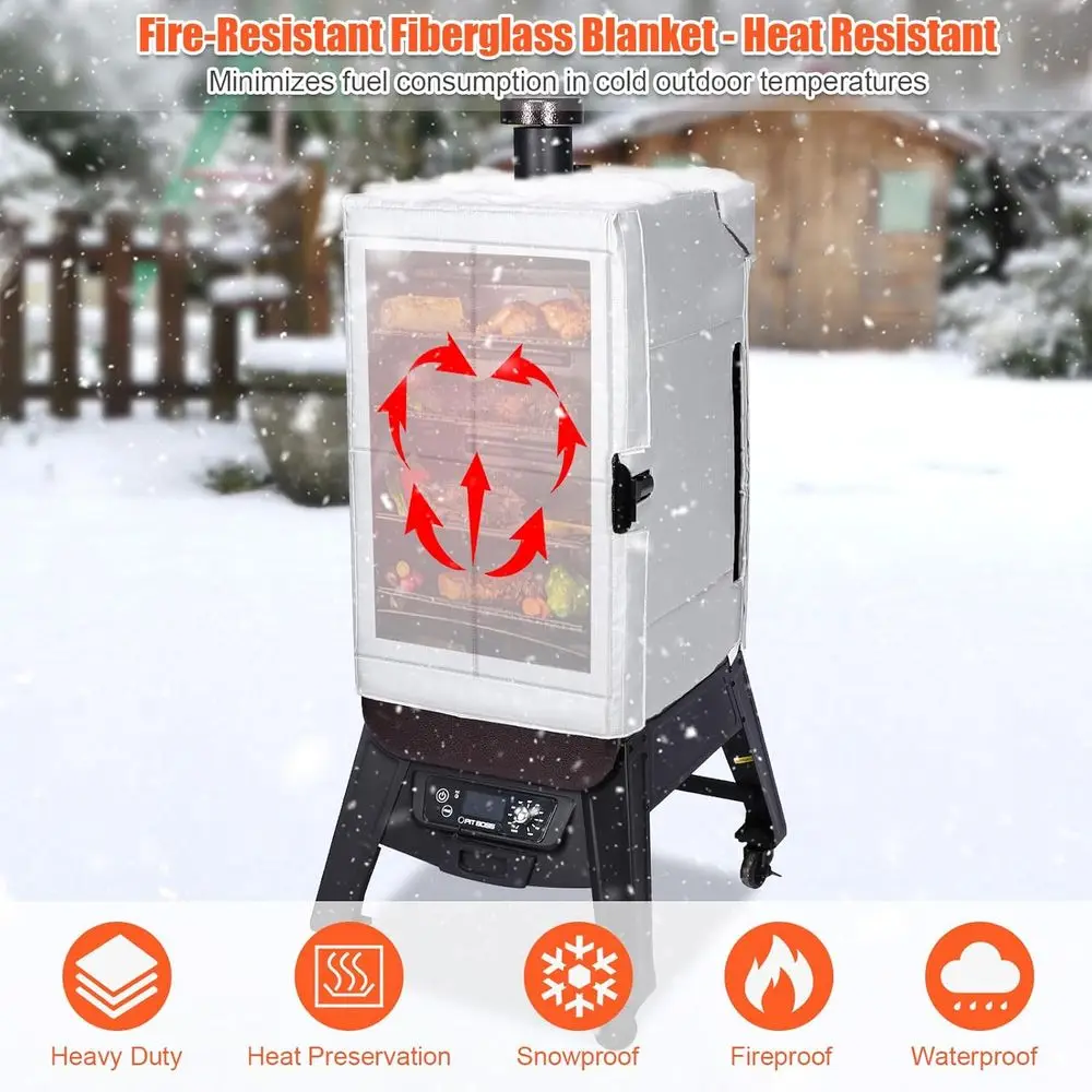 Pit Boss Copperhead 3 Series Insulated Smoker Cover - Winter BBQ Heat Retention Accessory for Vertical Pellet Grills