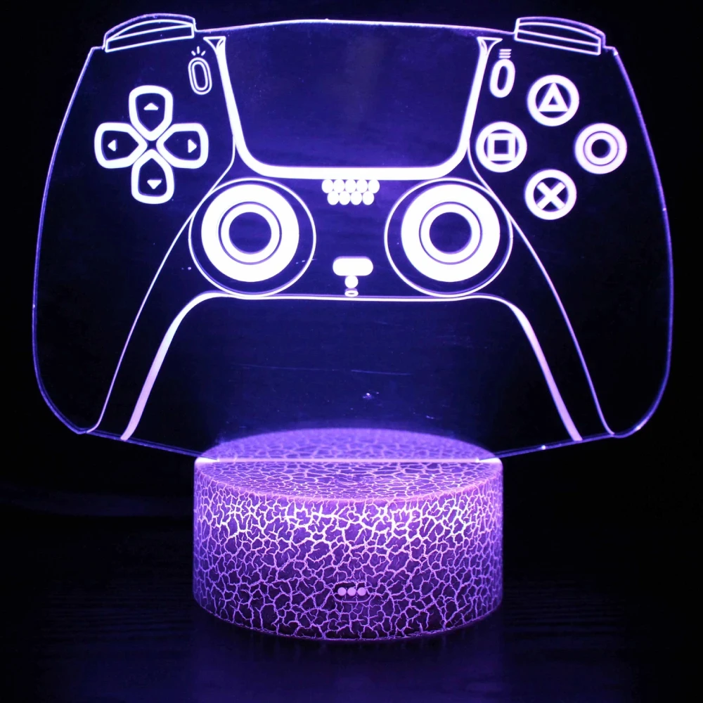 Gamepad 3D Illusion Lamp LED Night Light 7 Color Changing Gamer Nightlight Kids Room Decor Christmas Birthday Gift for Boy Men