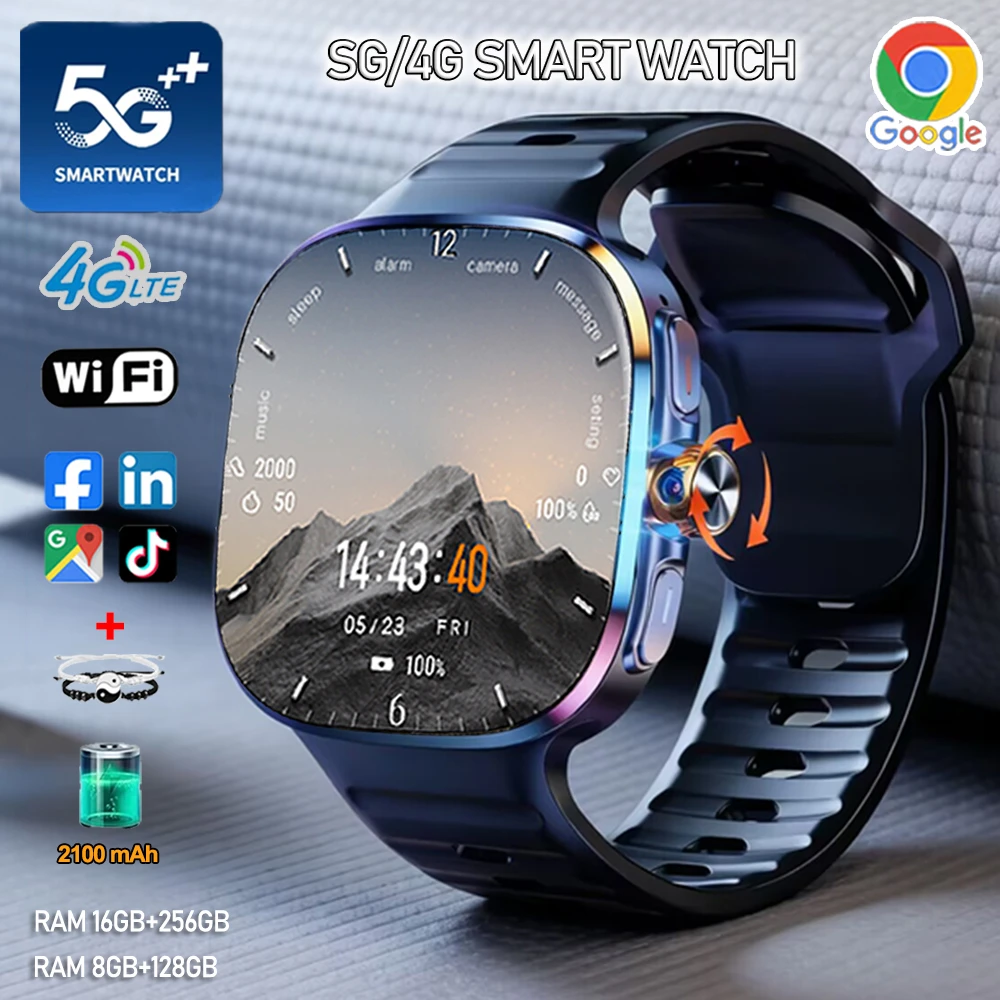 2026 패션 스마트워치 5G/4G 풀 네트워크 AMOLED 2.40인치 화면 영상 통화 2100mAh 16GB+256GB RAM 구글 플레이 WIFI GPS 스마트워치