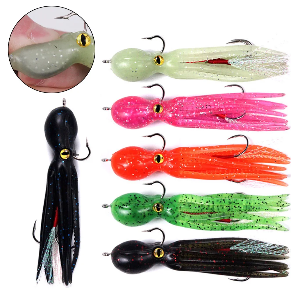 Squid Fishing Lure Colorful Squid Skirts Fishing Lure Artificial Saltwater Sea Bait Tackle (Blue Black/Green; 21g)