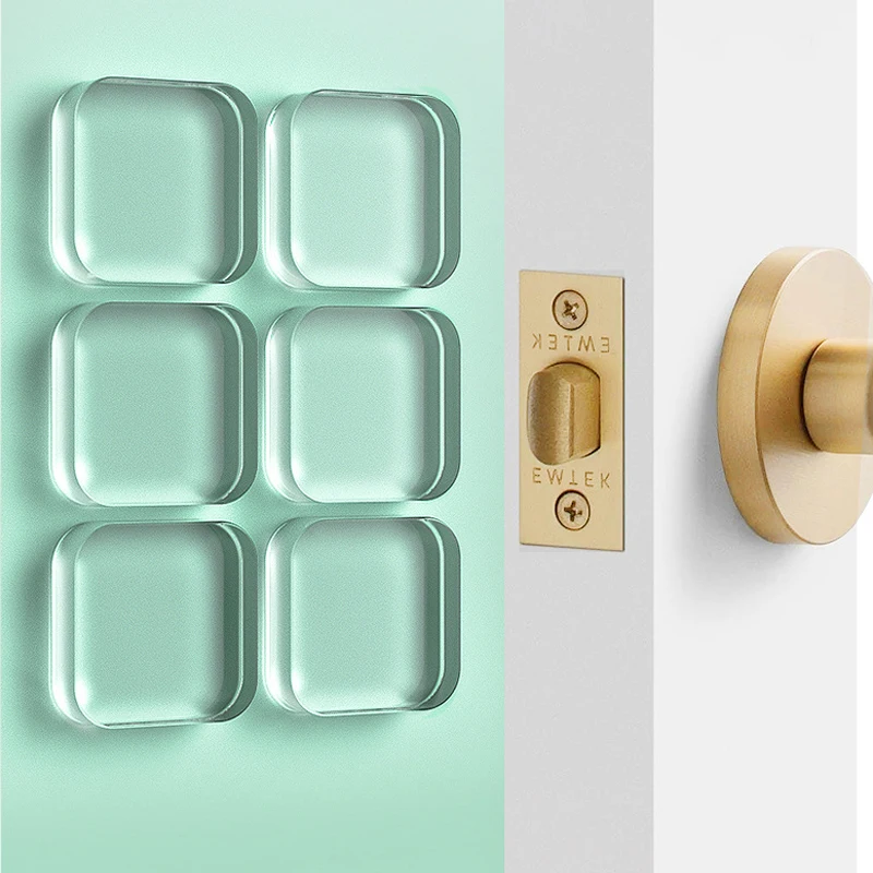 Door Knob Wall Shield Clear Soft Rubber Door Stopper Door Handle Bumper Mute Stickers Wall Protector Muffler Pad Protective Plug