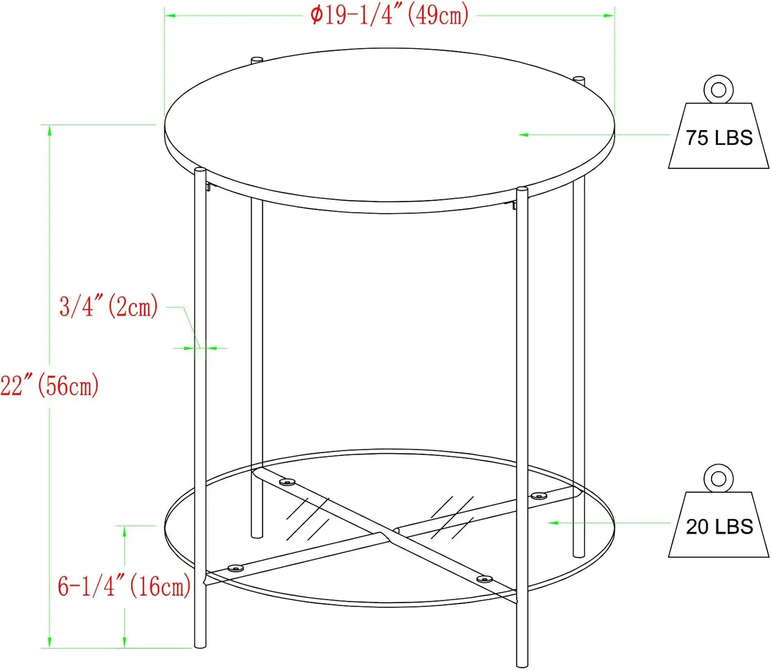 Mid moderno mármore e vidro redondo acento tabela, ouro mármore e ouro, 20"