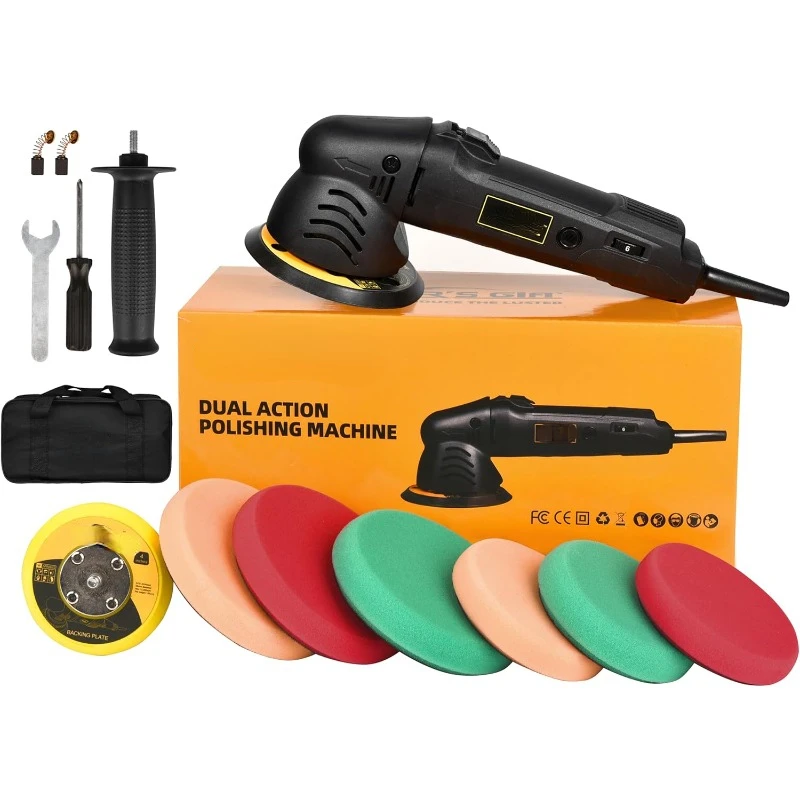 Car Buffer 5inch Random Orbital Polisher 6 Variable Speed Waxing Kit for Car Detailing Polishing(10 Items)