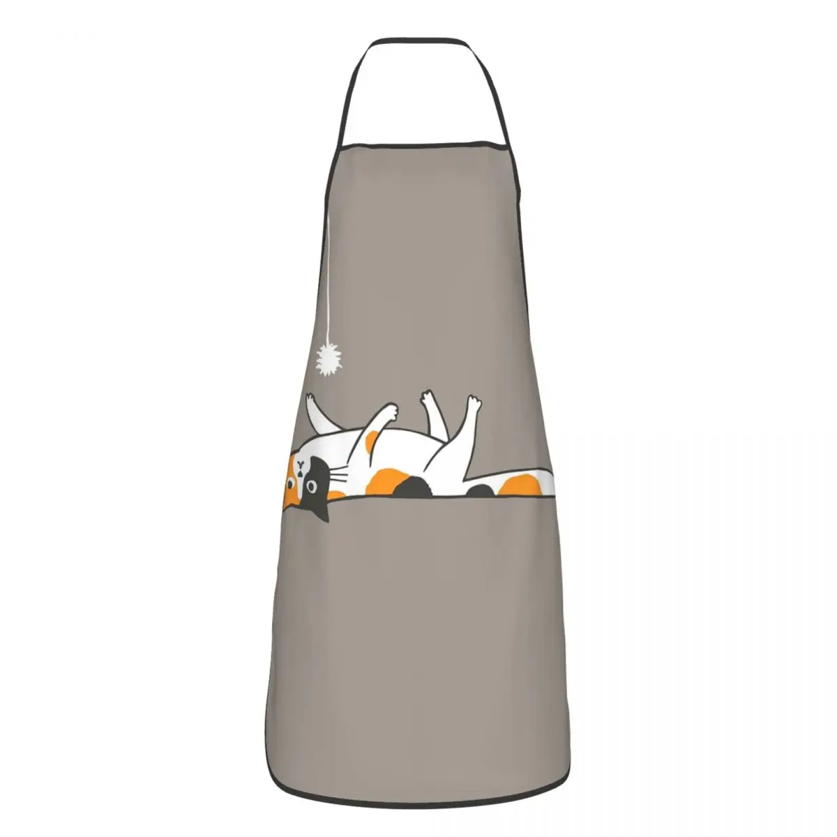 Funny Bored Calico Kitty Cat Apron Chef Cooking Baking Tablier Sleeveless Bib Kitchen Cleaning Pinafore for Women Men Gardening