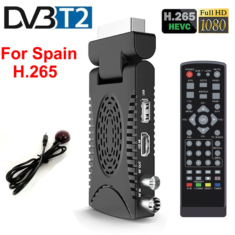 Мини DVB T2 приемник DVB T2 H.265 Scart Испания 1080p декодер формата HD TDT европейские наземные ТВ приемники HEVC 265 DVB-T2 телеприставка