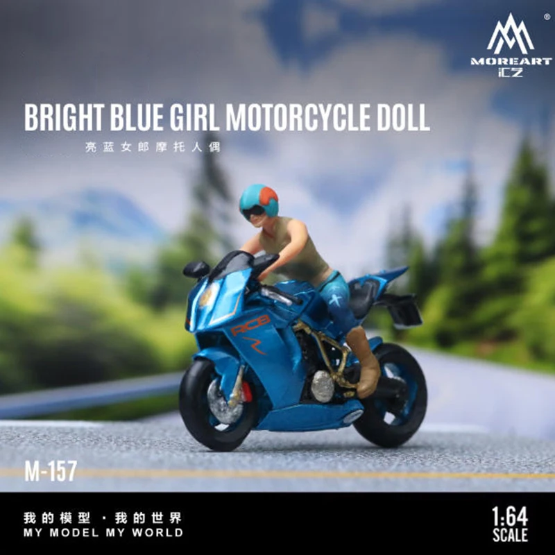 

MoreArt 1:64 KTM1190 Blue Motorcycle Girl Figure Set Alloy&Plastic Simulation Car Model Collection Display Ornament Toy Gift