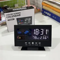 Voice-controlled Electronic Alarm Clock Weather Clock Large Screen Display Temperature Humidity Multifunctional Home Decoration