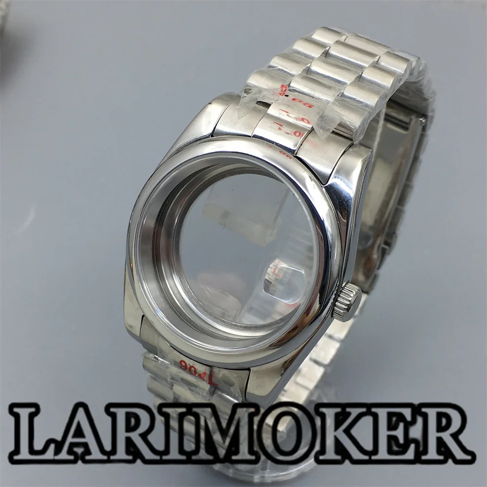 LARIMOKER-brazalete de acero inoxidable con bisel redondo, caja de cristal de zafiro, movimiento automático, 36mm/39mm, para NH35, NH36, ETA2824, PT5000