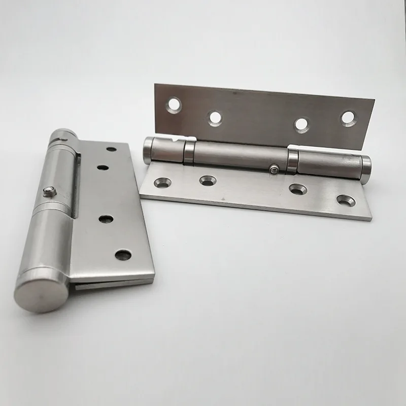 Dobradiças de porta dobráveis com rolamento de esferas, 2 peças, borboleta, fechamento automático, aço inoxidável, ajustável, mola de madeira, dobradiça