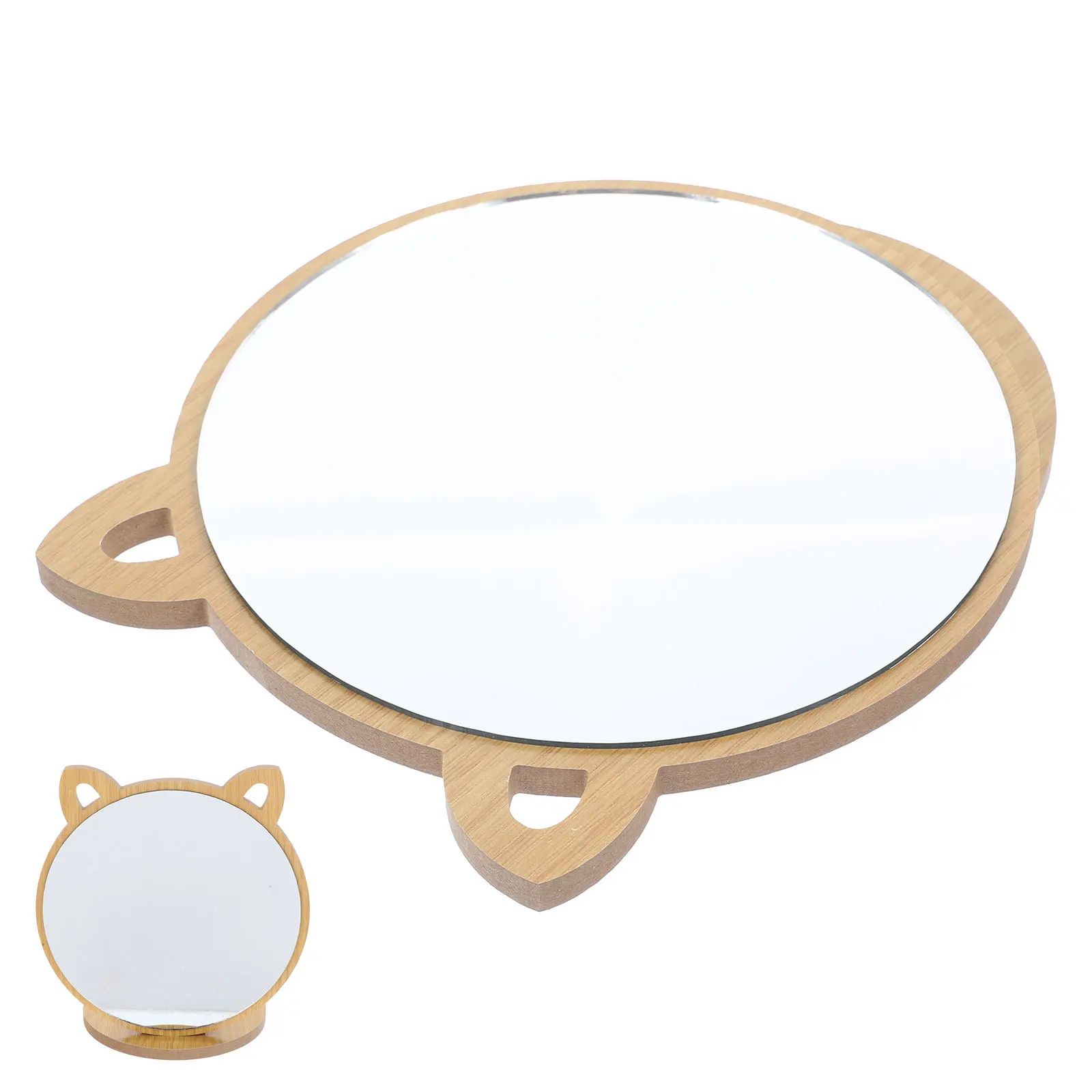 Tisch-Make-up-Spiegel aus Holz für Mädchen, tragbarer Kosmetikspiegel mit kompaktem Design für Schlafzimmer-Schreibtisch-Dekoration