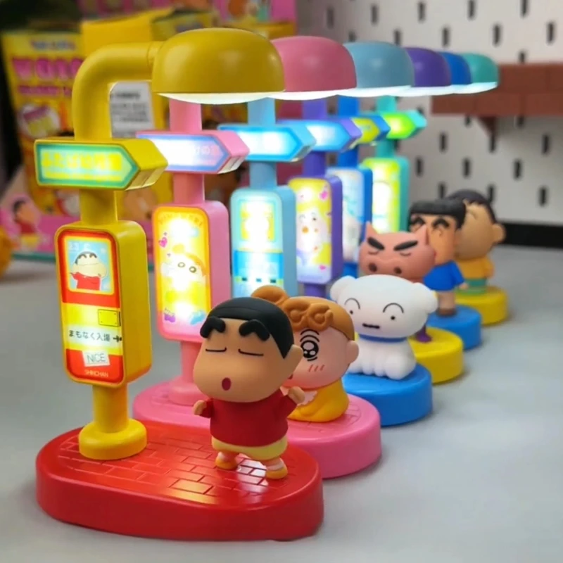 크레용 신짱 음성 제어 램프 블라인드 박스 음성 인식 야간 조명 USB 충전 귀여운 장난감 데스크탑 장식품 서프라이즈 선물