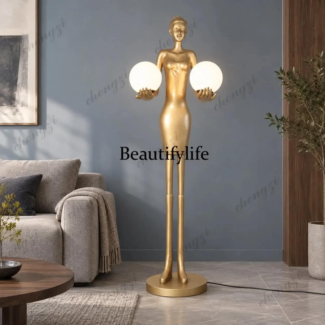 a55 Humanoid art sculpture ball floor lamp living room large ornament art decoration creative home accessories