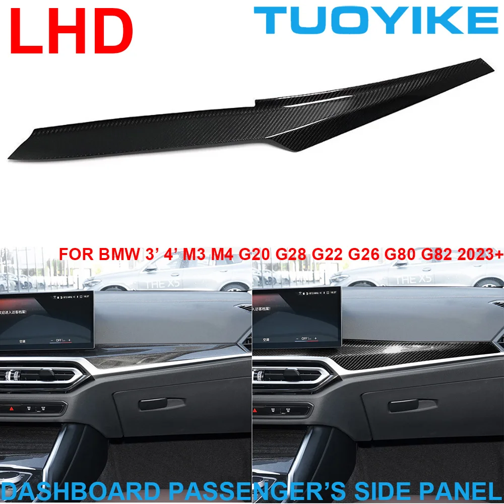 LHD Real Dry Carbon Fiber Dashboard Instrument Passenger Trim Cover Panel For BMW 3 4-Series M3 M4 G20 G28 G22 G26 G80 G82 2023+