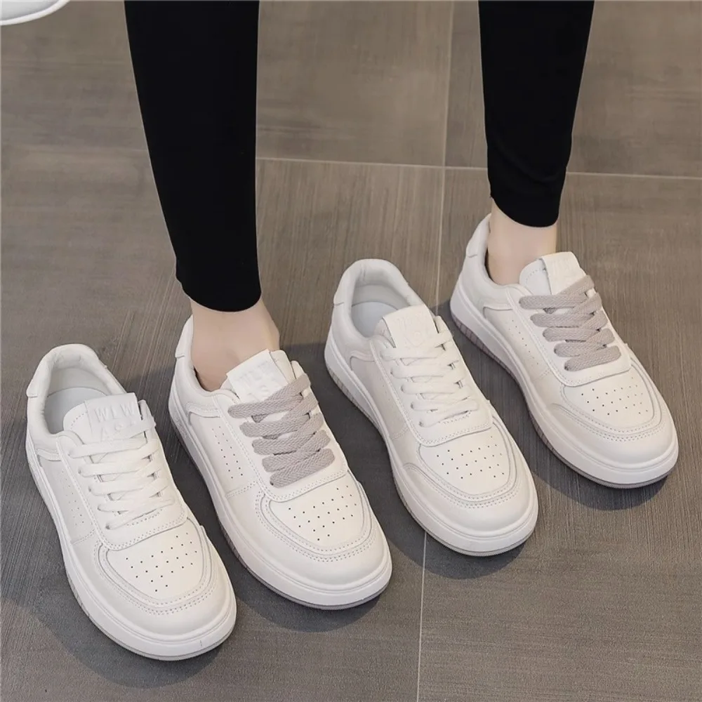 Genuine Leather White Shoes Women\'s Casual Sports Shoes 2024 Spring New Versatile Breathable Women\'s Shoes White Sneakers Women