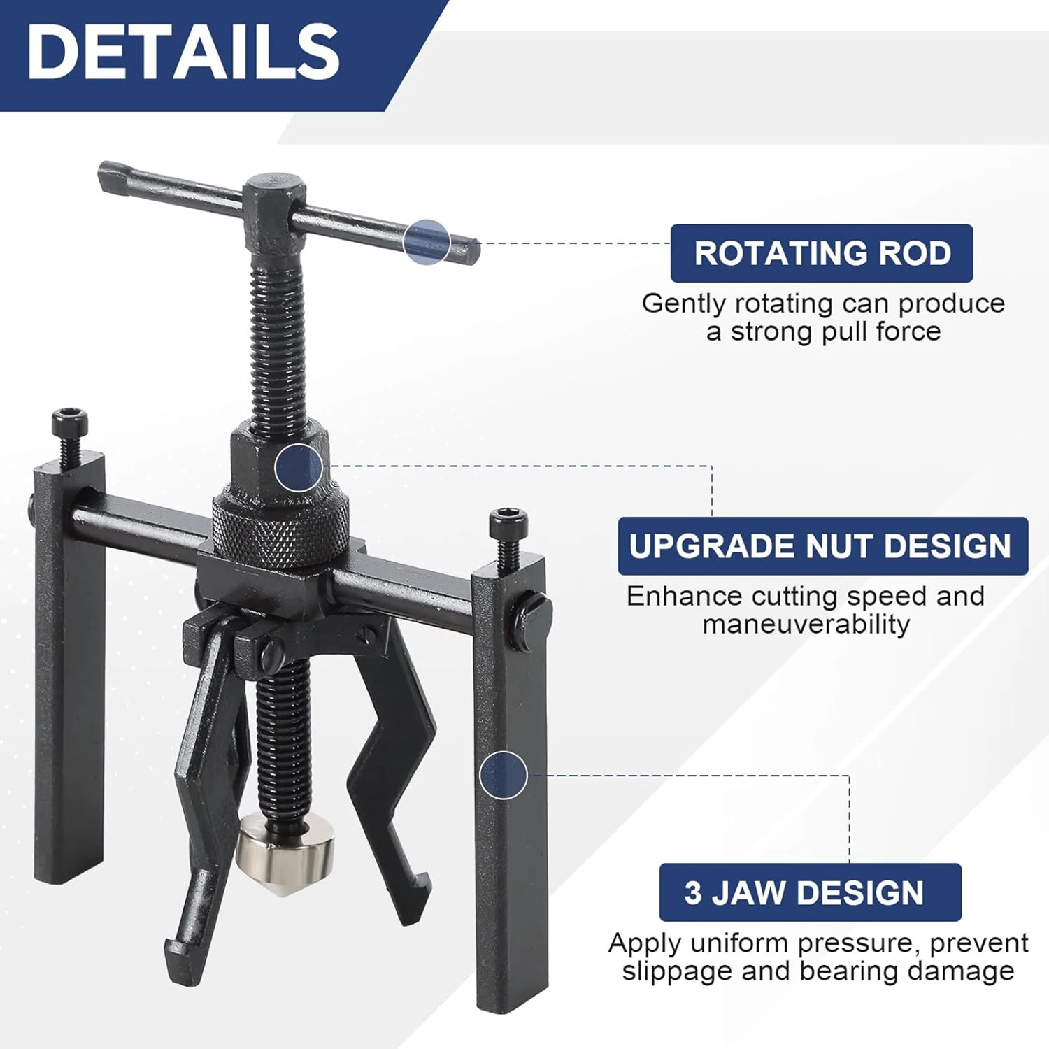 Car Inner Bearing Puller Gear 3-Jaws Extractor Heavy Duty Automotive Machine Tool Kit Car Separation Bearing Device Tools