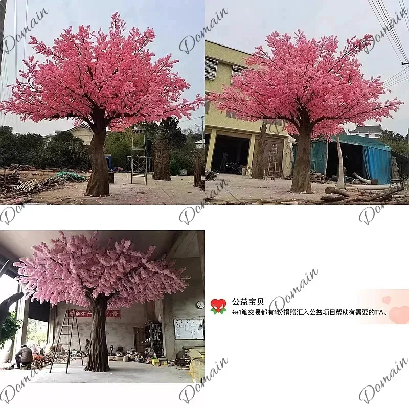 BJ Large Fiberglass Artificial Cherry & Peach Blossom Wishing Tree Indoor Outdoor Hotel Mall Decor