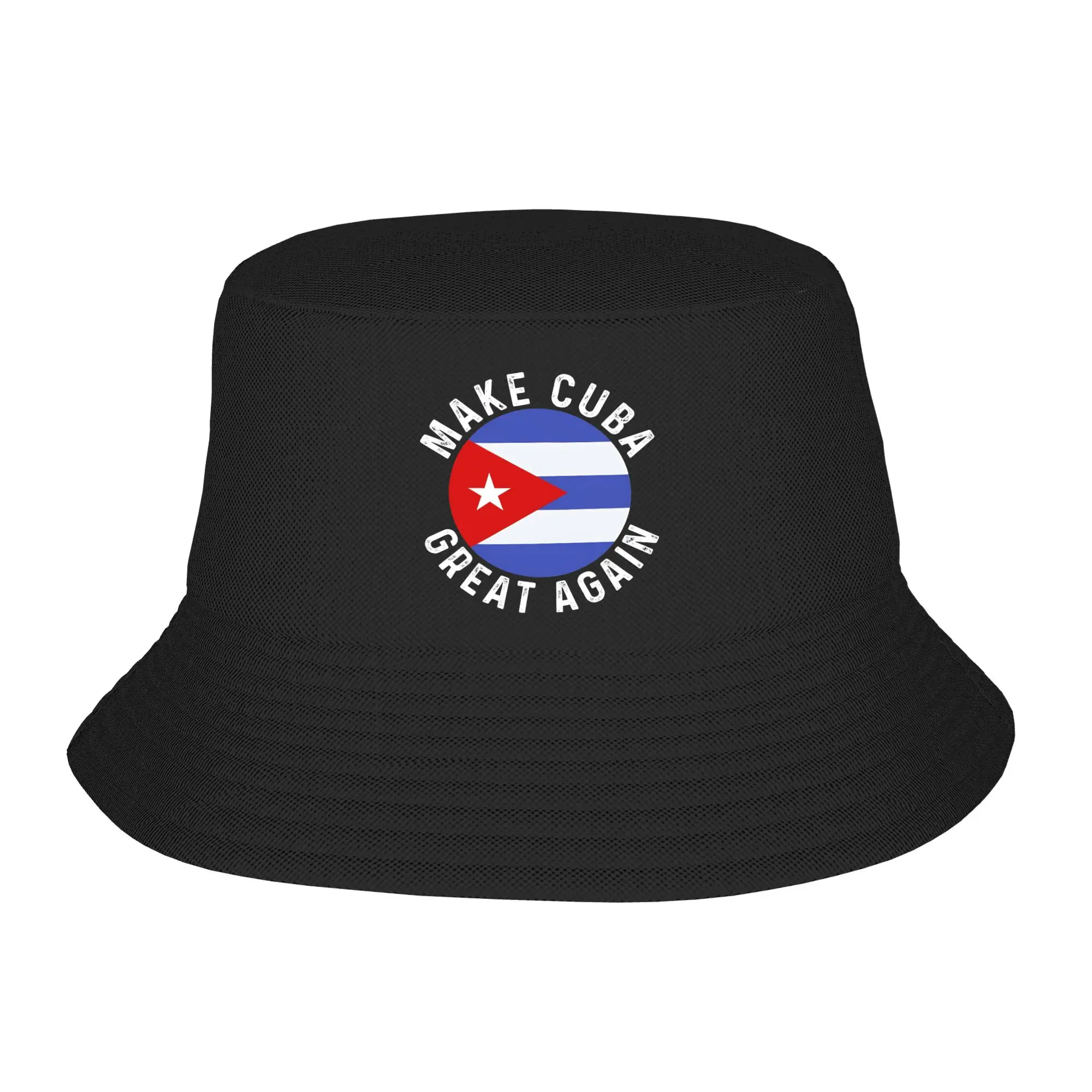 Picknick-Kopfbedeckung „Make Cuba Great Again“, Outfit mit kubanischer Flagge, Fischerhut, Harajuku-Sonnenhut für Damen