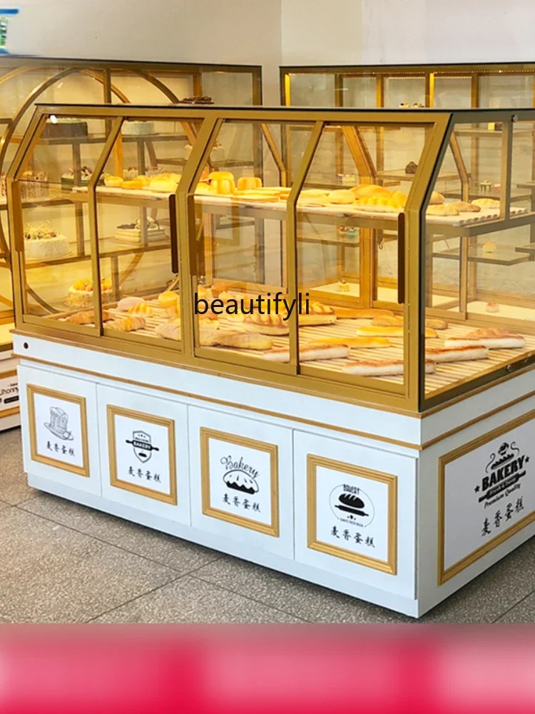 yj Customized Bread Display Cabinets Cake Counter Show Case Side Cabinet Commercial Island Cabinet