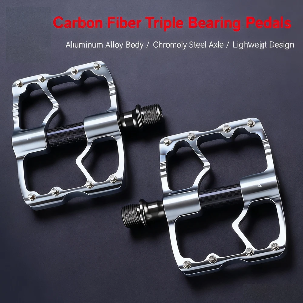 

Carbon Fiber Bicycle Pedals 3 Bearings Ultralight Carbon Fiber Tube Road Bike Pedals BMX MTB Flat Pedals Professional Bike Parts