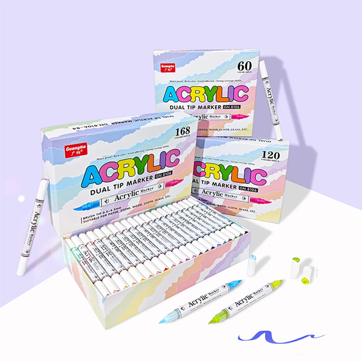 

60/120/168color 8106 Acrylic Marker, Creative Double-ended + Two-color Design Painting Watercolor Paint Pen, For Ceramic Marker