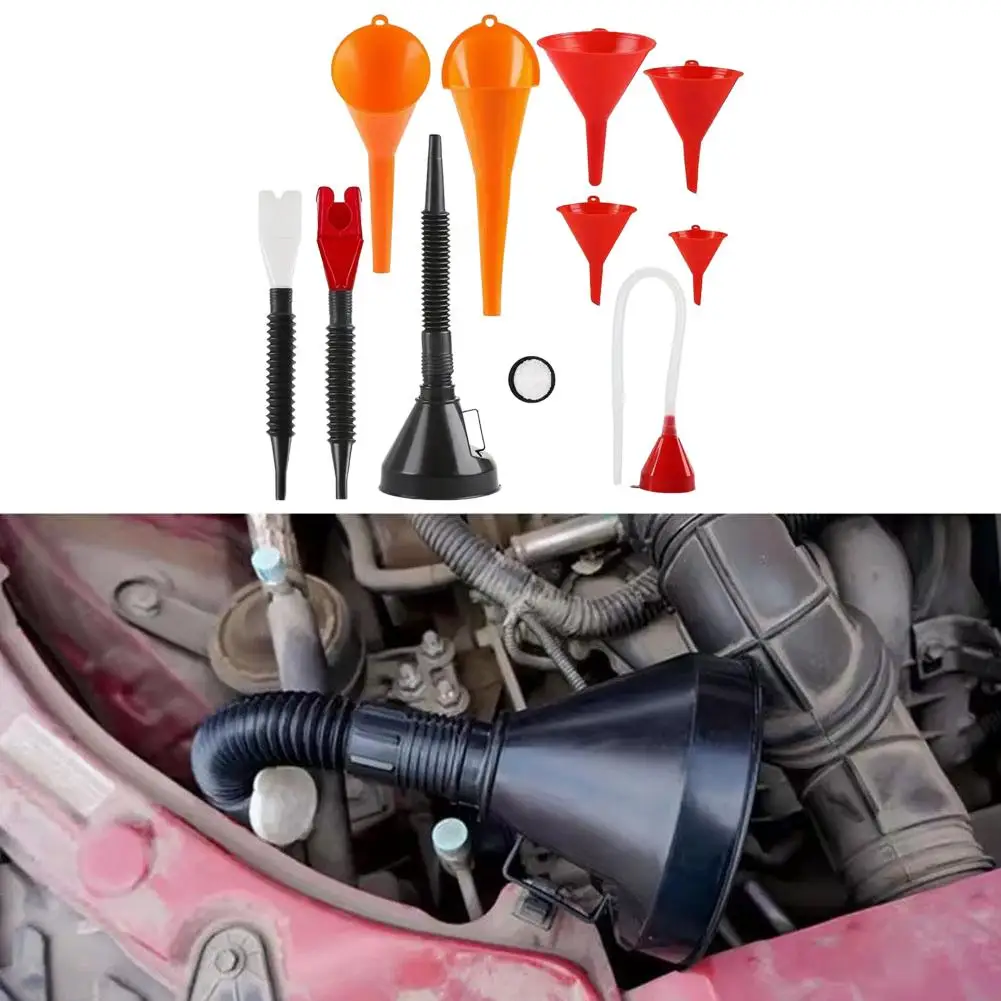 Car Gasoline Oil Fuel Funnel Long Stem Car Motorcycle Refueling Tools Anti-splash Plastic Oil Funnel Fueling Equipment Tools