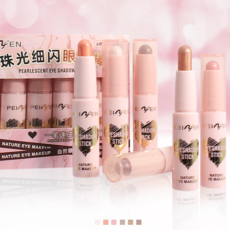 アイシャドウ スティック 6 個セット、防水性と耐久性、マルチカラー オプション、光沢のあるフォーミュラ - 素晴らしいアイメイクに最適