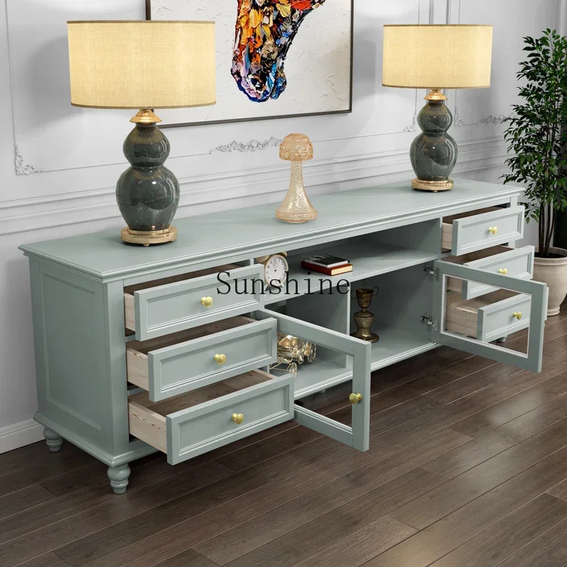 

TV cabinet solid wood modern simple low cabinet living room home French complex FT