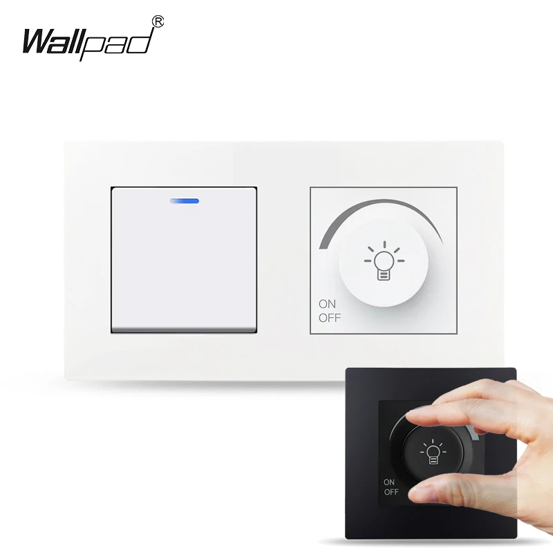 Thyristor LED and Normal Light Dimmer Switch Rotary Knob Adjustable Brightness Controller Plastic Frame Button Dimmer Switch