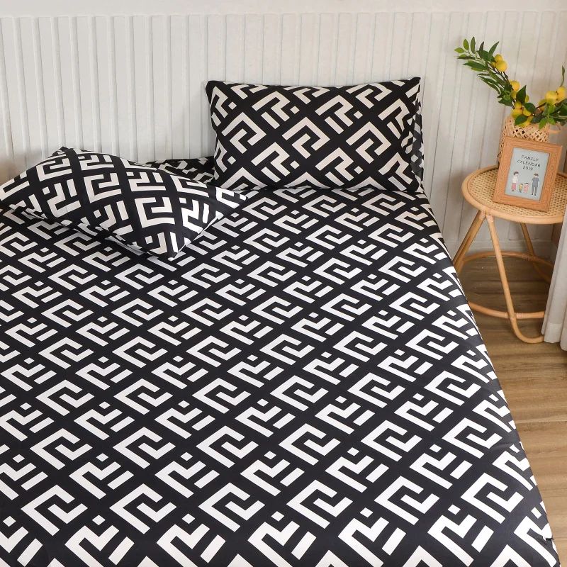 Simple Style Bedsheet Breathable Bed Cover Fitted Sheet with Elastic Band Mattress Protector Home Bed Linen (No Pillowcase)