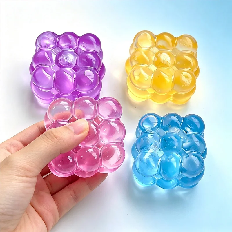 Bubble Cube Maltose Non-toxic Transparent Slow Rising Stress Reduction Fidget Sensory Toy for Anxiety Relief Office Desktop Gift