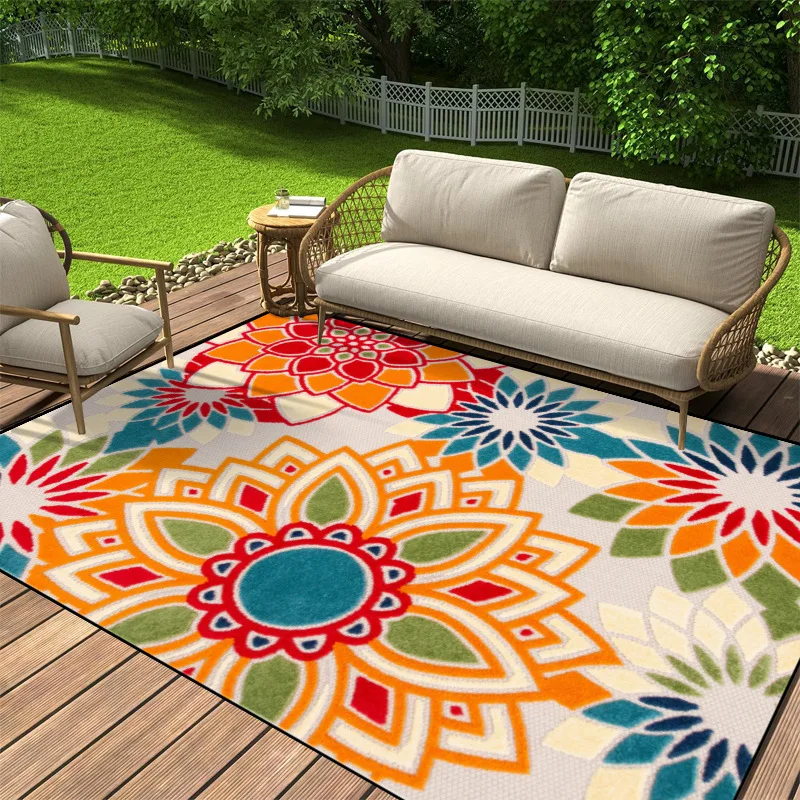 Nordic Inspired Floral Design Carpet - Full Coverage, Non-Slip Flooring for Living Room, Bedroom, Sofa, and Coffee Table Area